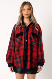 Petal and Pup USA OUTERWEAR Lucille Plaid Shacket - Red/Navy