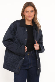 Petal and Pup USA OUTERWEAR Lynly Quilted Barn Jacket - Navy
