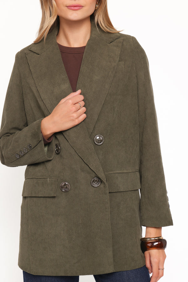Petal and Pup USA OUTERWEAR Madi Corduroy Blazer - Olive