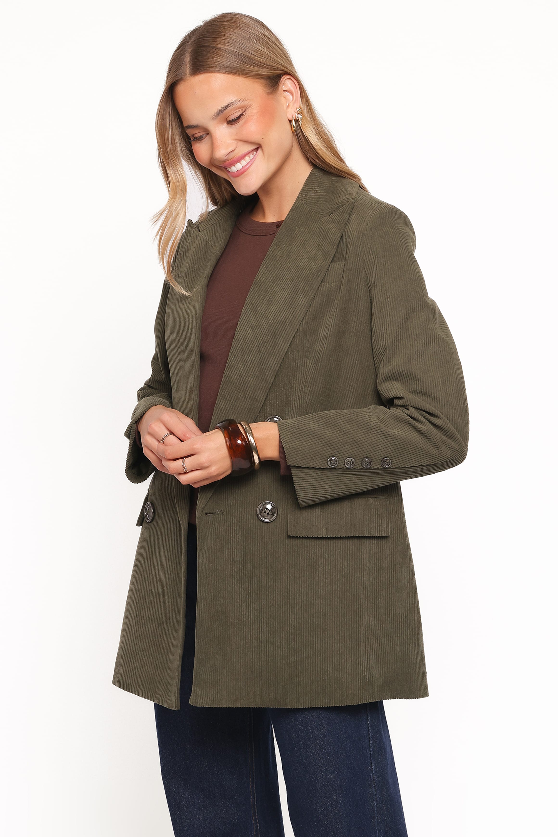 Petal and Pup USA OUTERWEAR Madi Corduroy Blazer - Olive