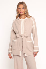 Petal and Pup USA OUTERWEAR Maloney Tie Front Coatigan - Beige
