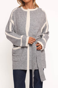 Petal and Pup USA OUTERWEAR Maloney Tie Front Coatigan - Grey