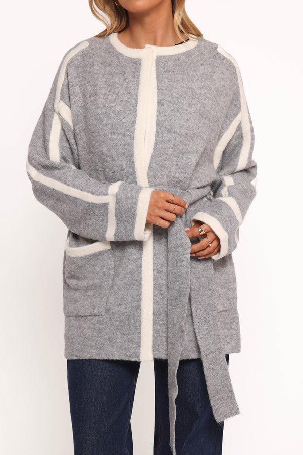 Petal and Pup USA OUTERWEAR Maloney Tie Front Coatigan - Grey