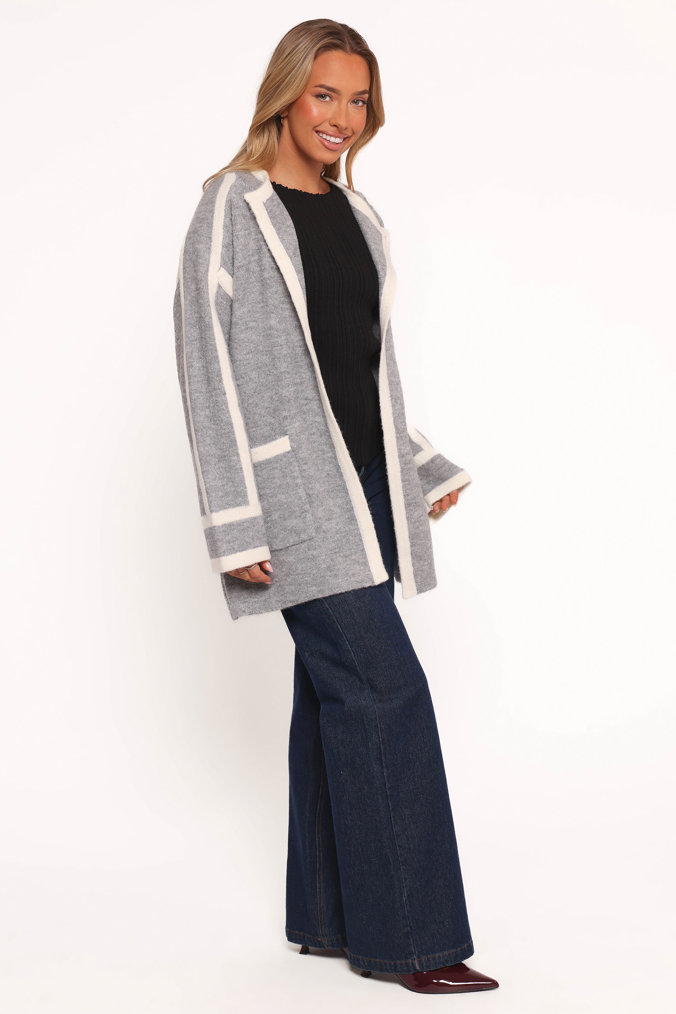 Petal and Pup USA OUTERWEAR Maloney Tie Front Coatigan - Grey