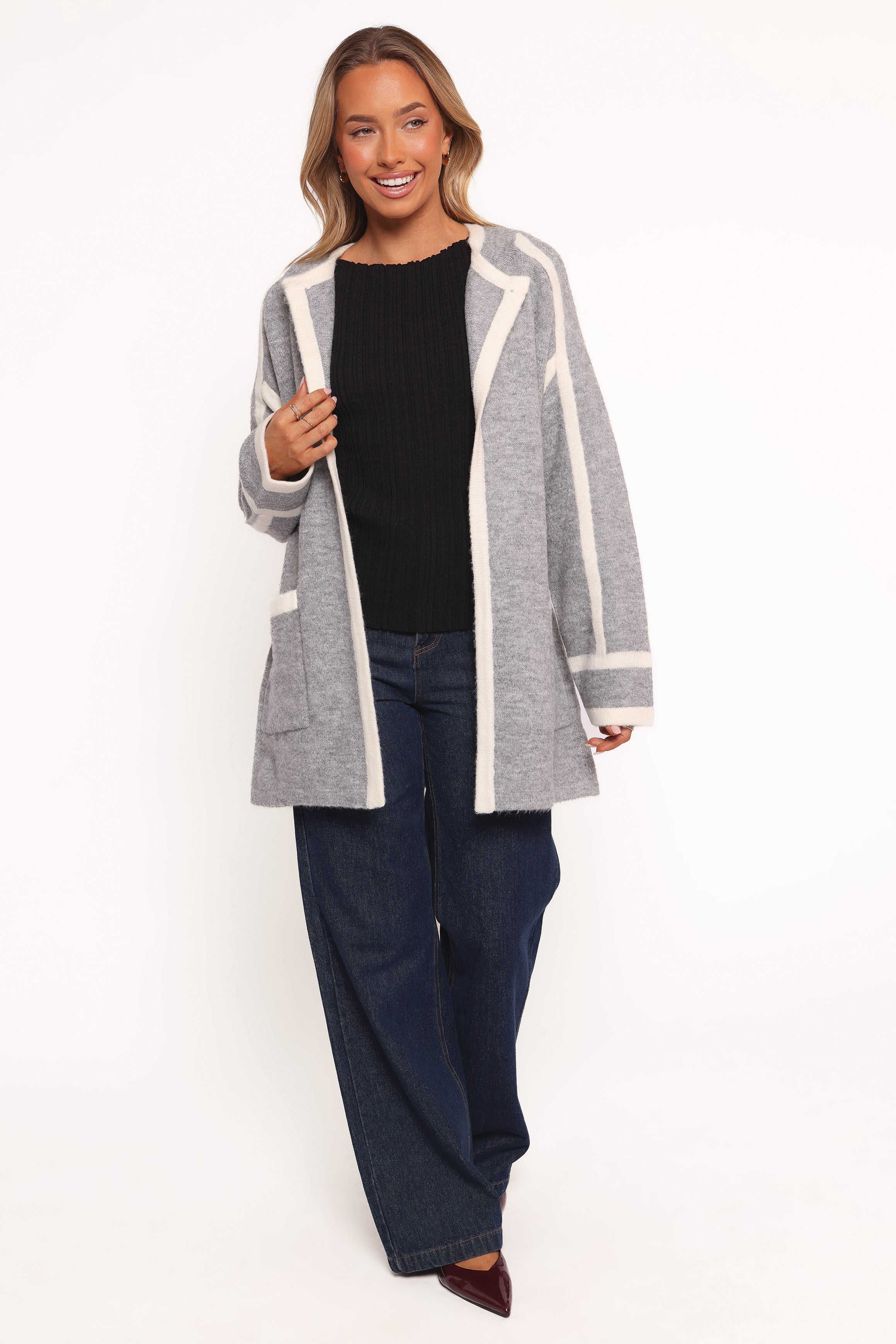 Petal and Pup USA OUTERWEAR Maloney Tie Front Coatigan - Grey