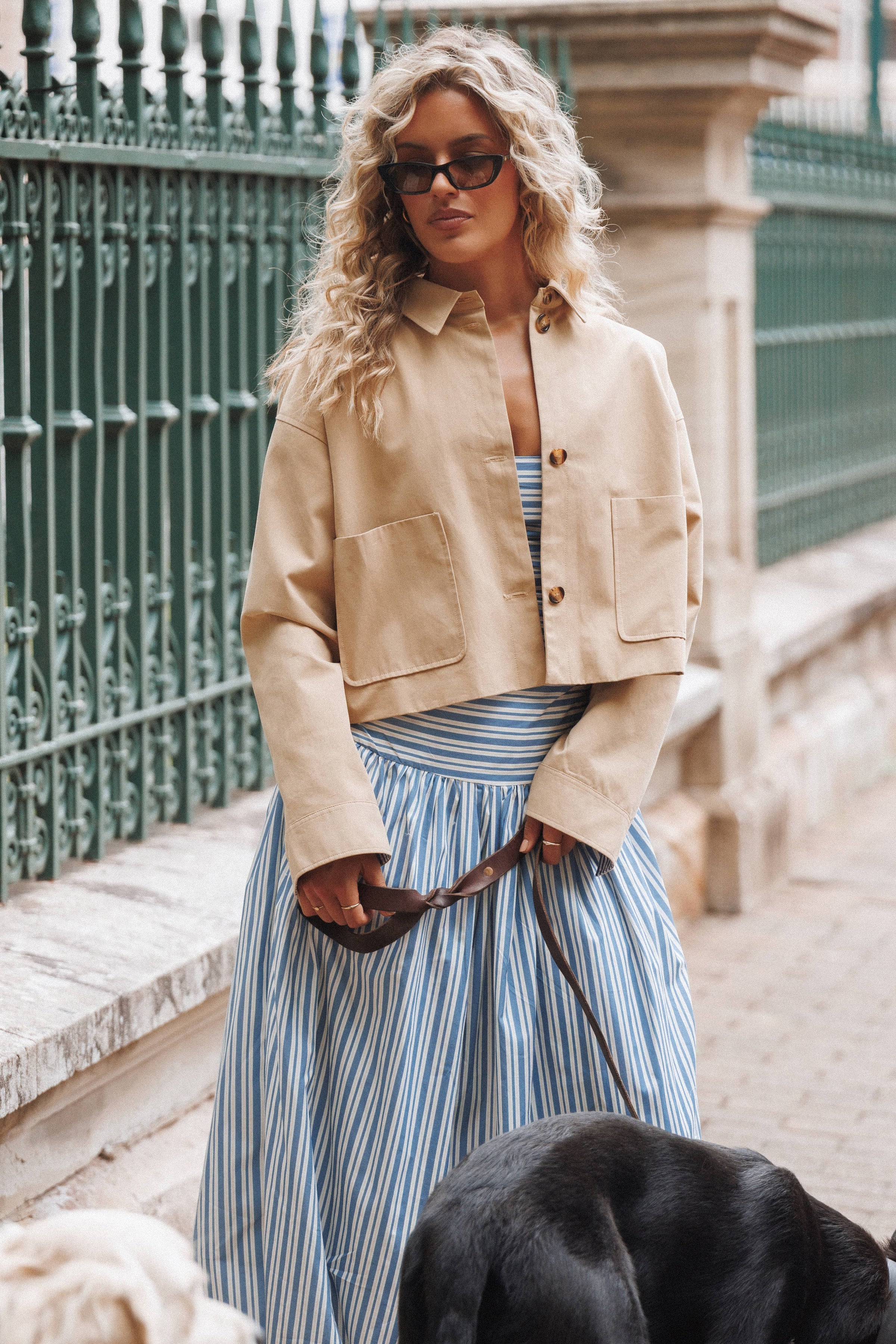 Petal and Pup USA OUTERWEAR Mattie Cropped Trucker Jacket - Taupe