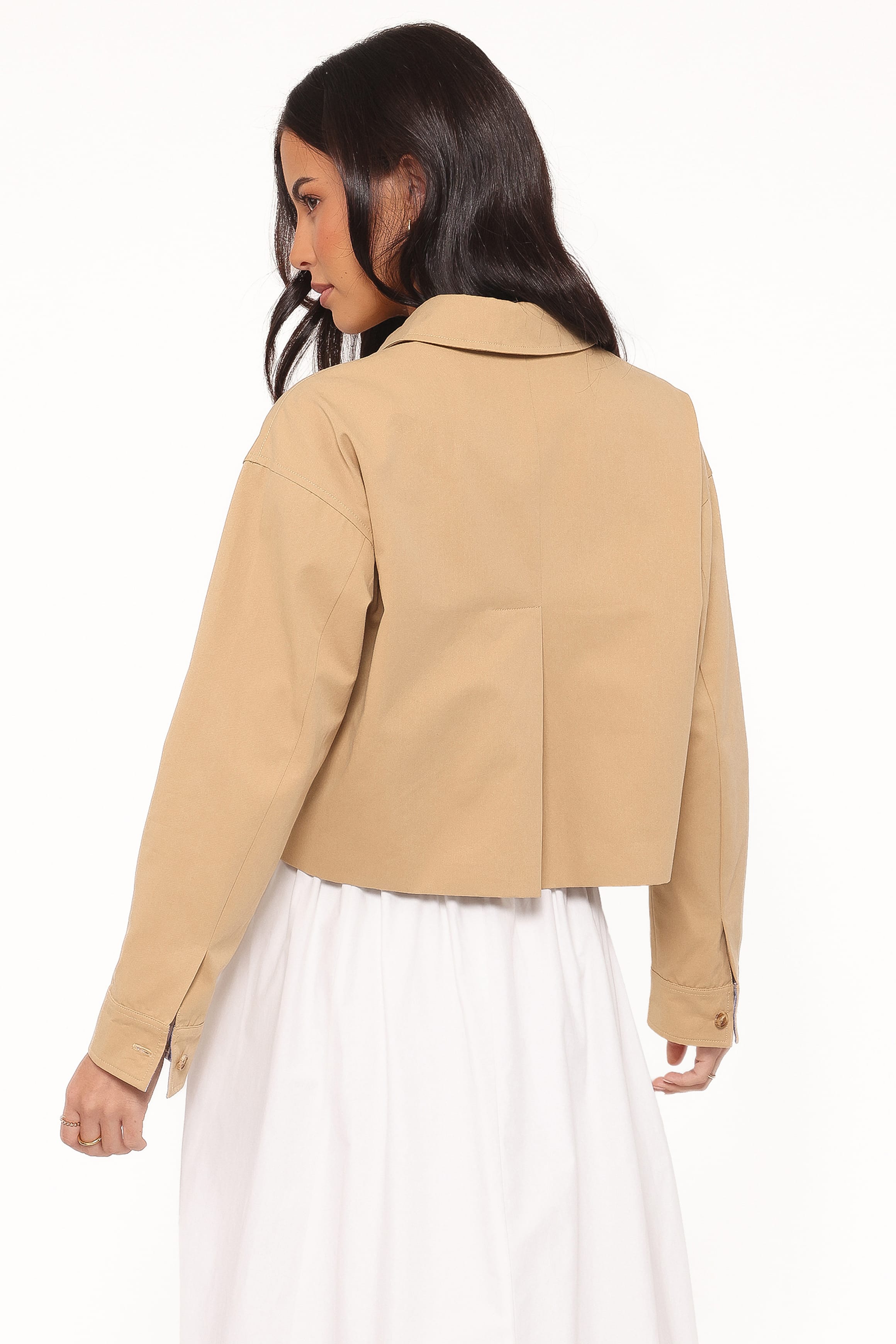 Petal and Pup USA OUTERWEAR Mattie Cropped Trucker Jacket - Taupe
