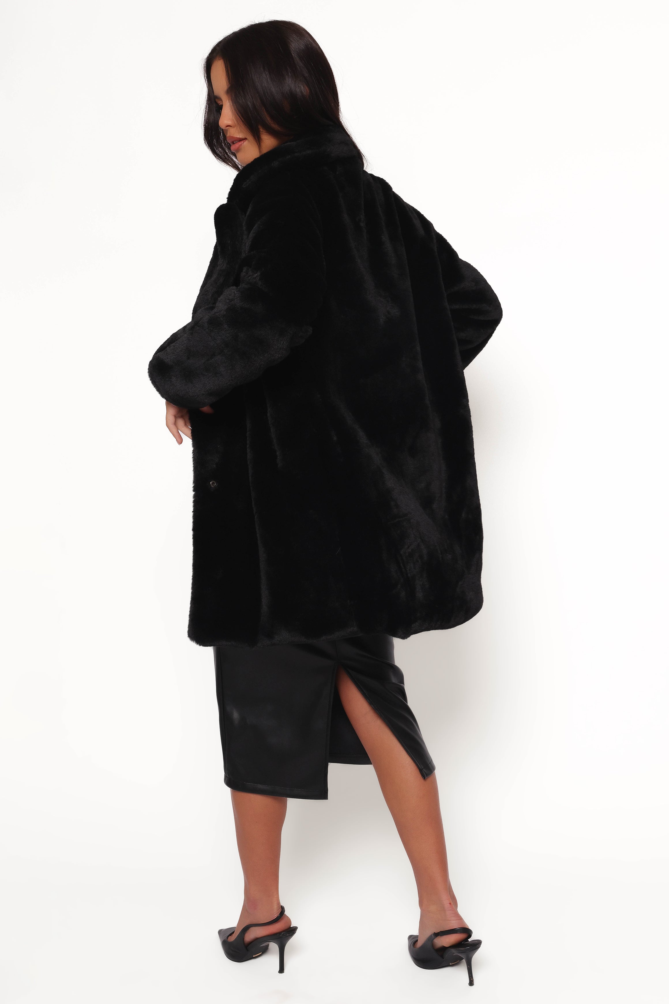 Petal and Pup USA OUTERWEAR Meeka Faux Fur Jacket - Black