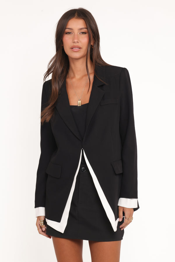 Petal and Pup USA OUTERWEAR Melissa Layered Blazer - Black