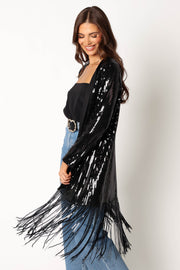 Petal and Pup USA OUTERWEAR Miriam Sequin Fringe Duster - Black
