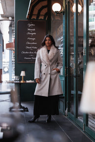 Petal and Pup USA OUTERWEAR Nina Fur Collar Tie Waist Coat - Cream