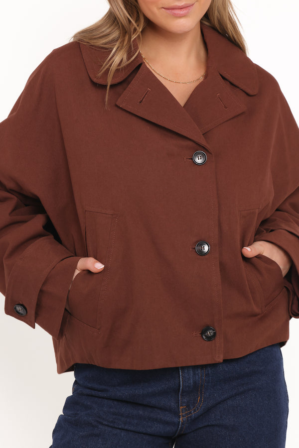 Petal and Pup USA OUTERWEAR Notion Cropped Trench - Espresso