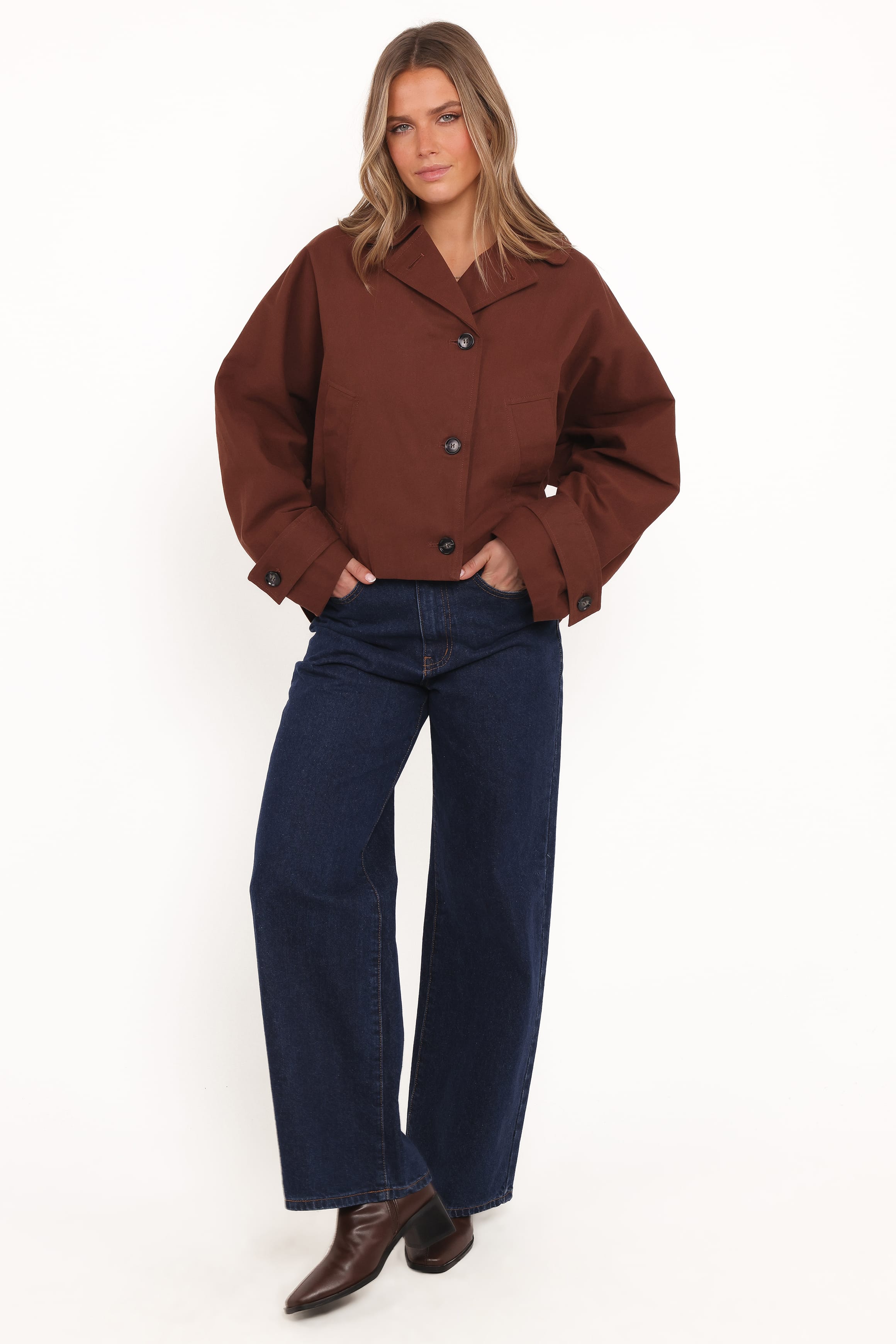 Petal and Pup USA OUTERWEAR Notion Cropped Trench - Espresso
