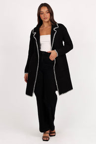 Petal and Pup USA OUTERWEAR Oaklynn Contrast Stitch Coatigan - Black