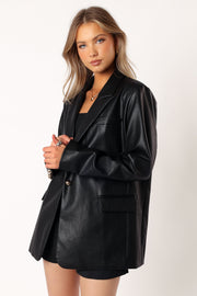 Petal and Pup USA OUTERWEAR Octavia Faux Leather Blazer - Black