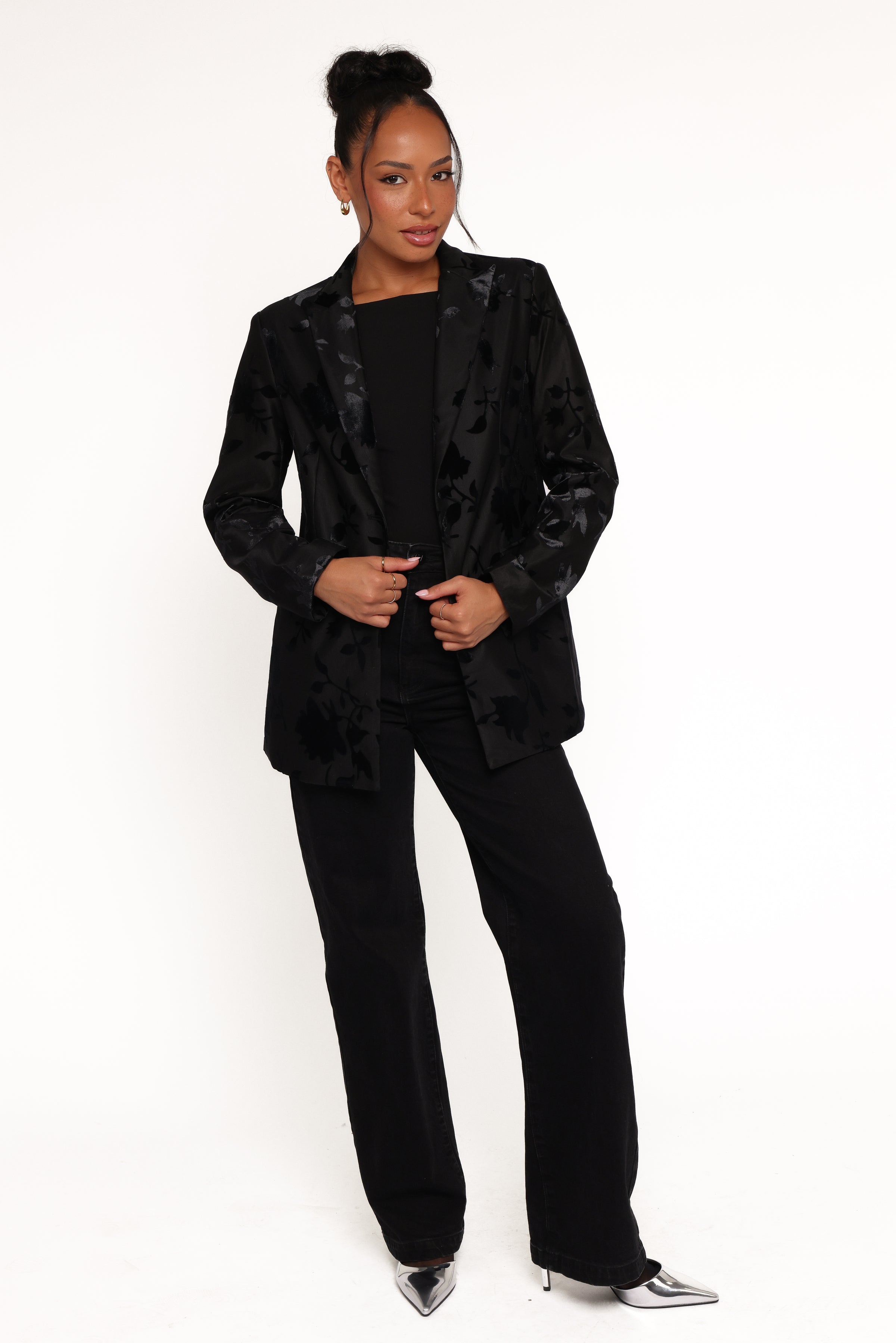 Petal and Pup USA OUTERWEAR Ollie Burnout Blazer - Black Velvet