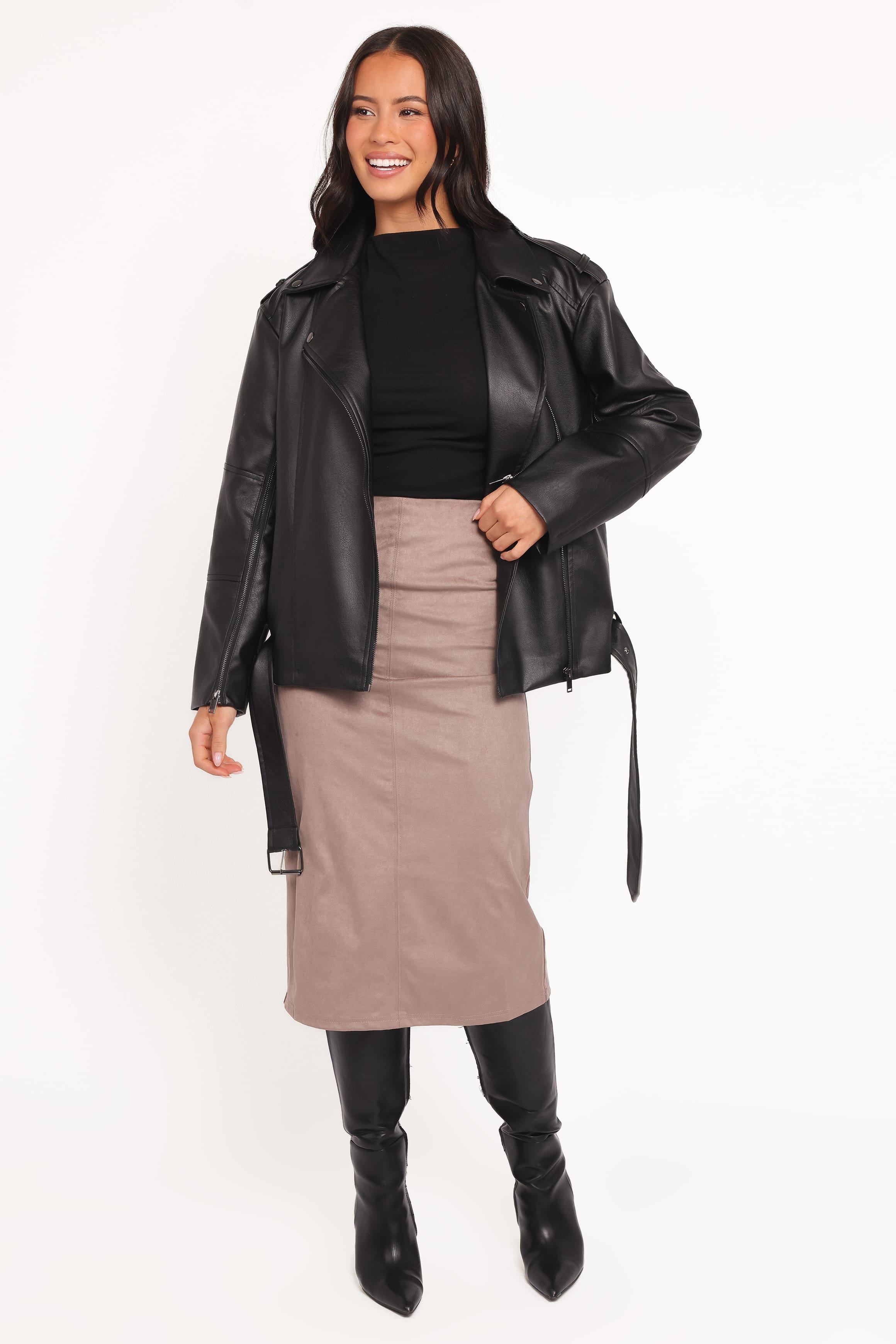 Parsons Oversized Faux Leather Moto Jacket - Black | Petal & Pup USA