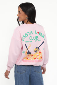Petal and Pup USA OUTERWEAR Pasta Lovers Club Graphic Sweater - Pink