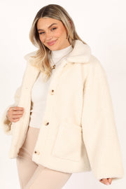 Petal and Pup USA OUTERWEAR Phoenix Button Front Teddy Jacket - Cream