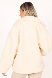 Petal and Pup USA OUTERWEAR Phoenix Button Front Teddy Jacket - Cream