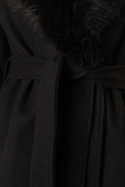 Petal and Pup USA OUTERWEAR Raelyn Faux Fur Trim Coat - Black