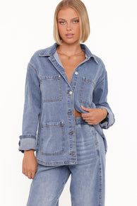 Petal and Pup USA OUTERWEAR Remy Denim Utility Jacket - Medium Wash