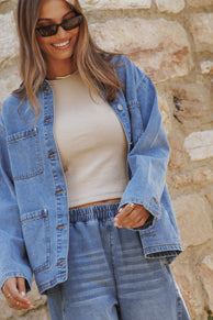 Petal and Pup USA OUTERWEAR Remy Denim Utility Jacket - Medium Wash