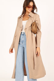 Petal and Pup USA Outerwear Robyn Tie Front Trench Coat - Beige
