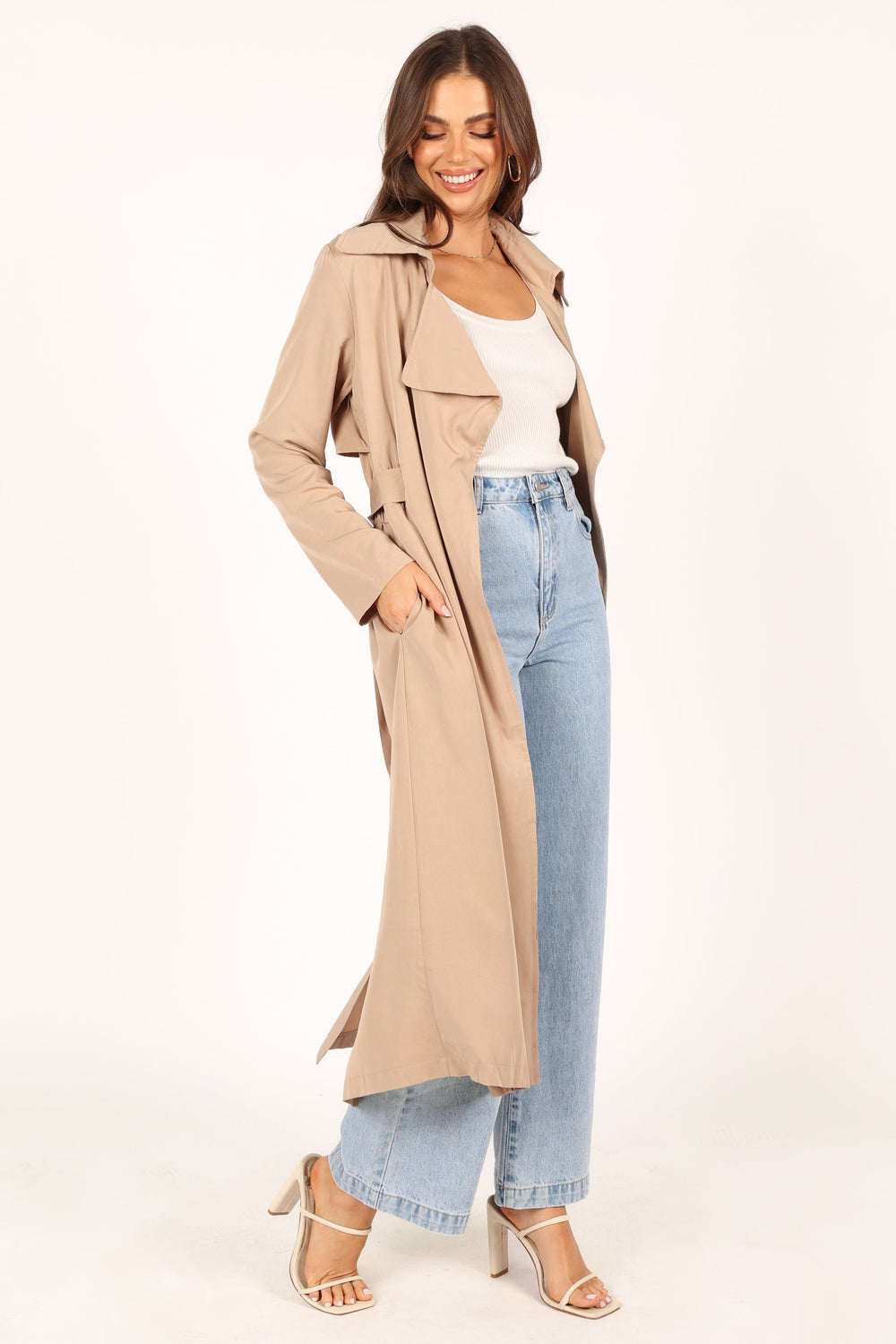Robyn Tie Front Trench Coat - Beige - Petal & Pup USA