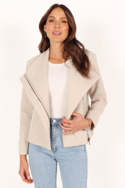 Petal and Pup USA OUTERWEAR Rylee Zip Front Jacket - Beige