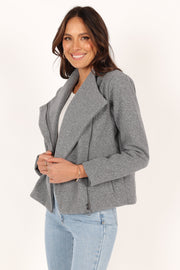 Petal and Pup USA OUTERWEAR Rylee Zip Front Jacket - Grey