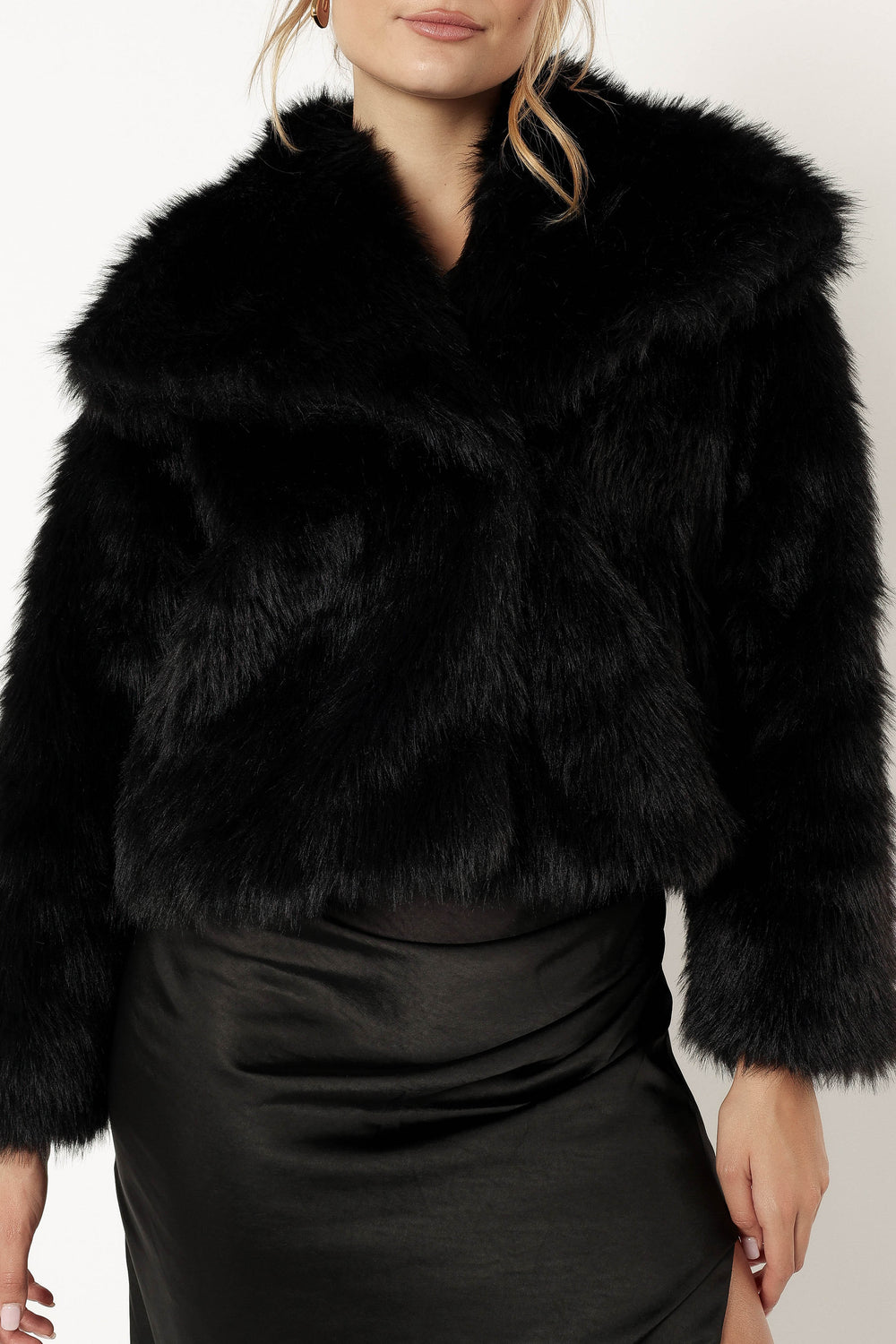 Sarai Faux Fur Jacket - Black - Petal & Pup USA