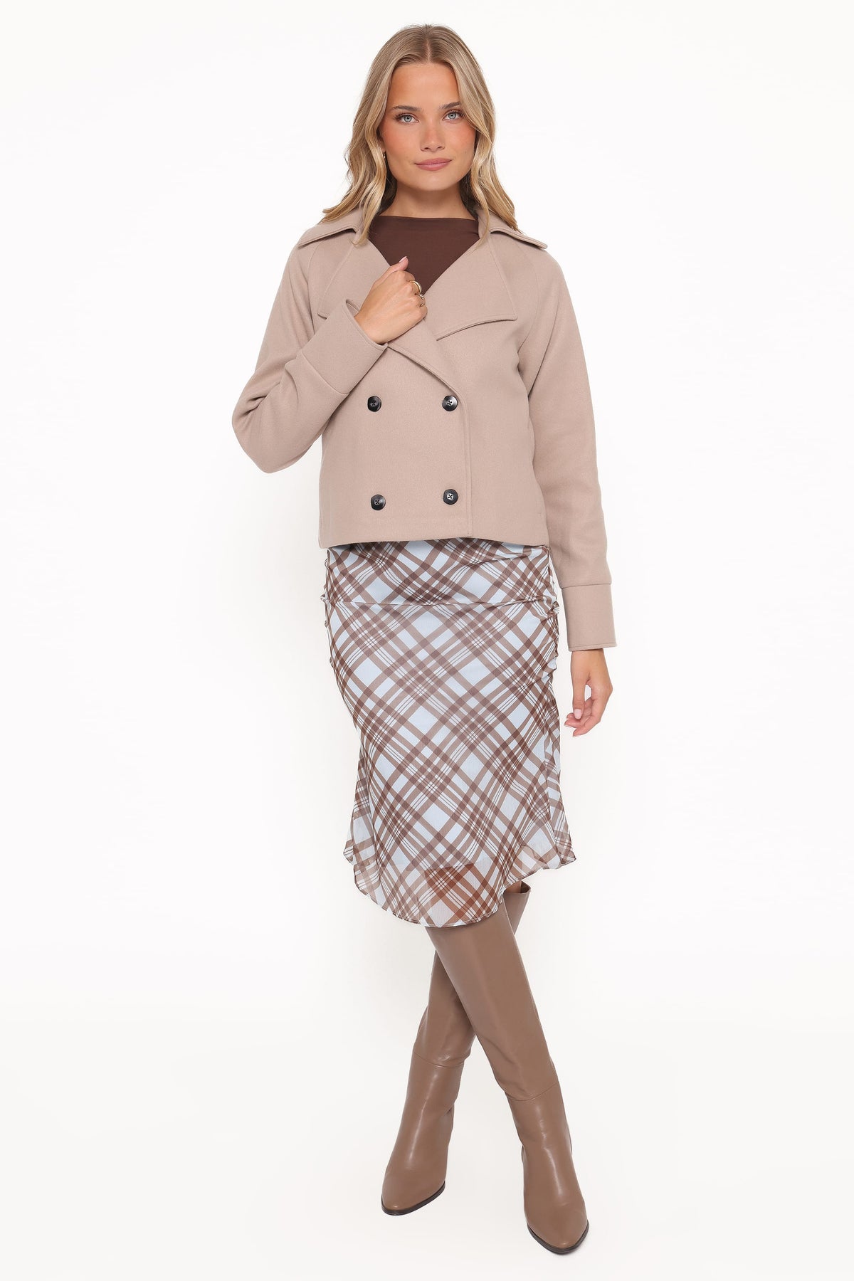 Petal and Pup USA OUTERWEAR Saylor Cropped Car Coat - Oatmeal