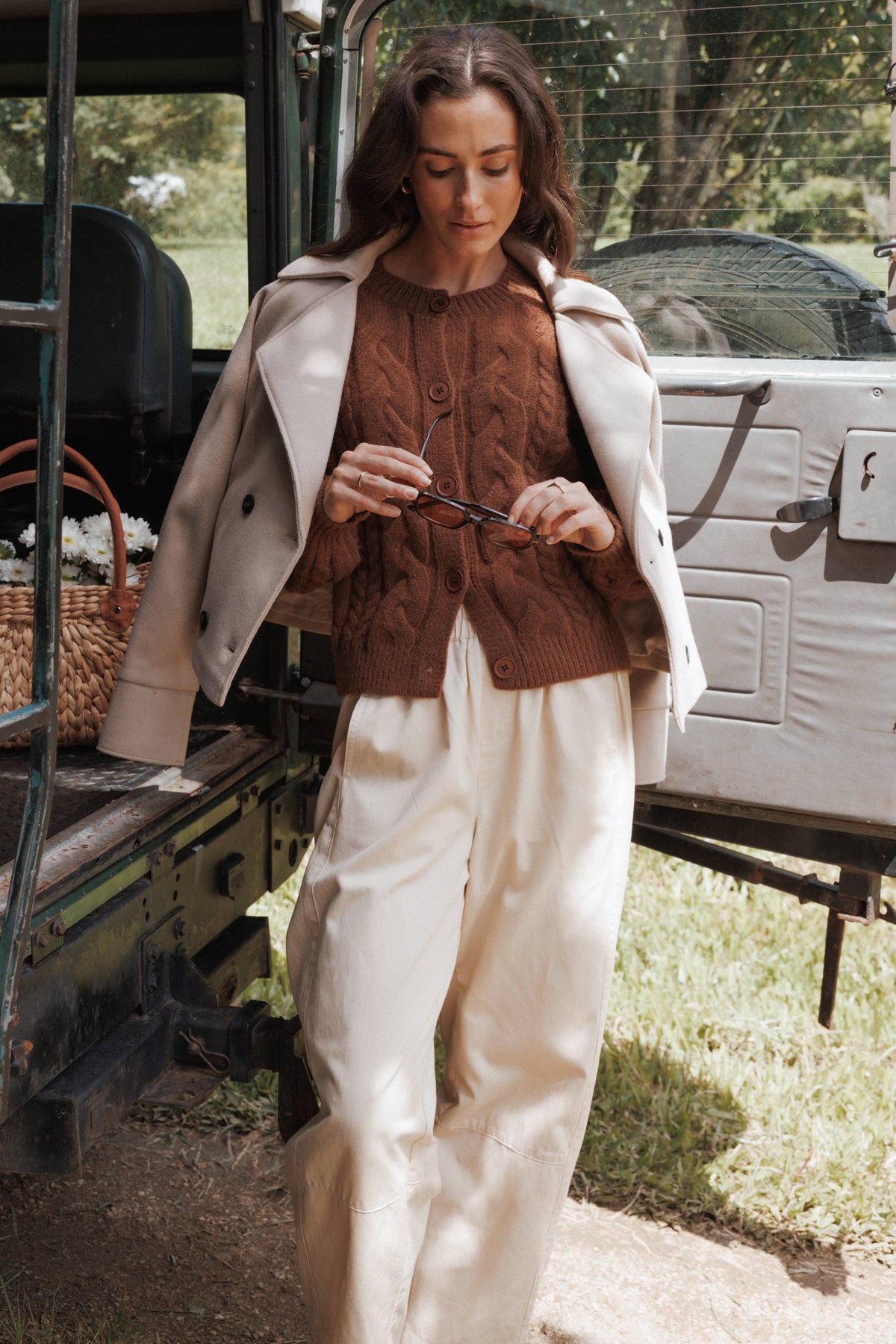 Petal and Pup USA OUTERWEAR Saylor Cropped Car Coat - Oatmeal