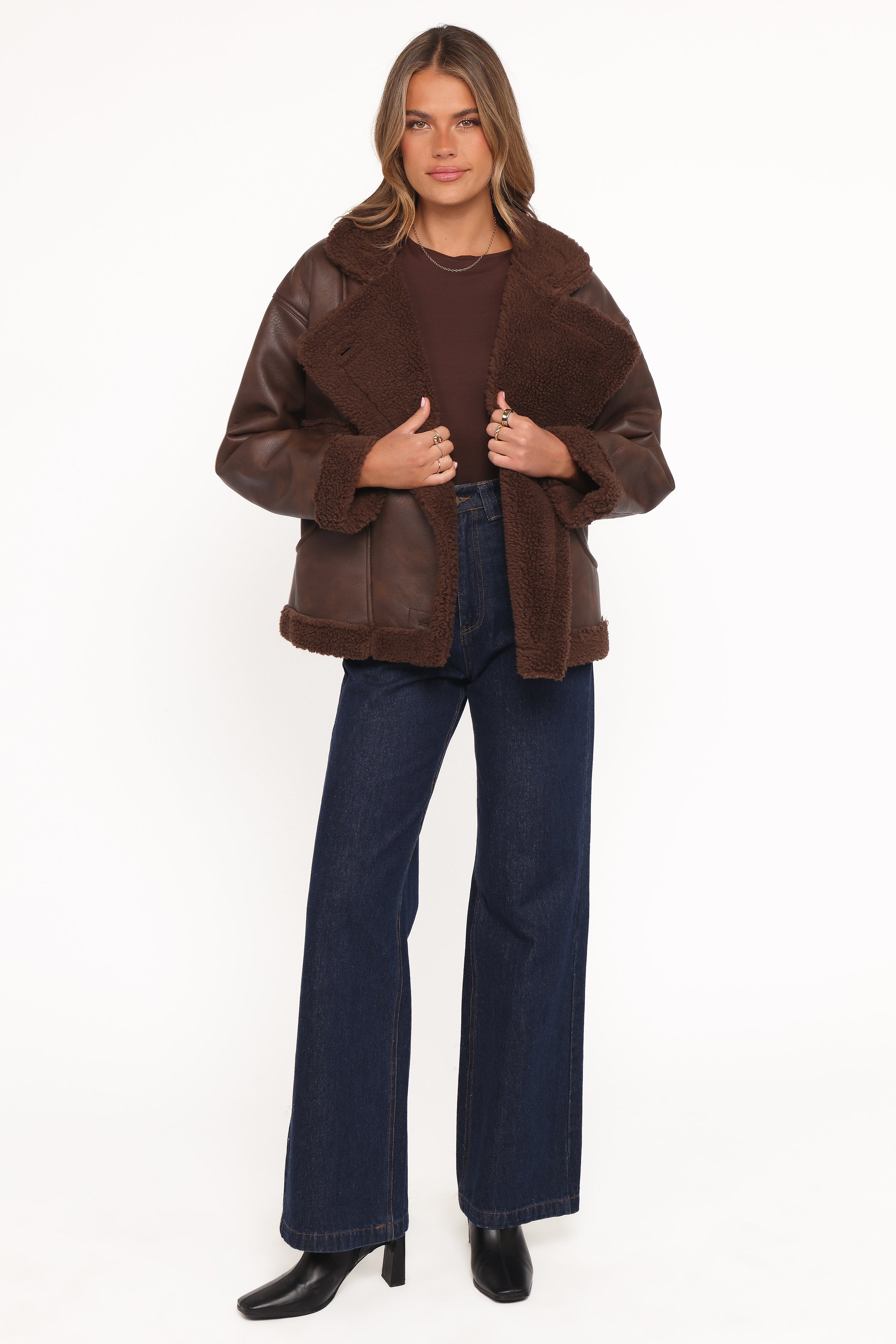 Petal and Pup USA OUTERWEAR Sherpa Car Coat - Chocolate