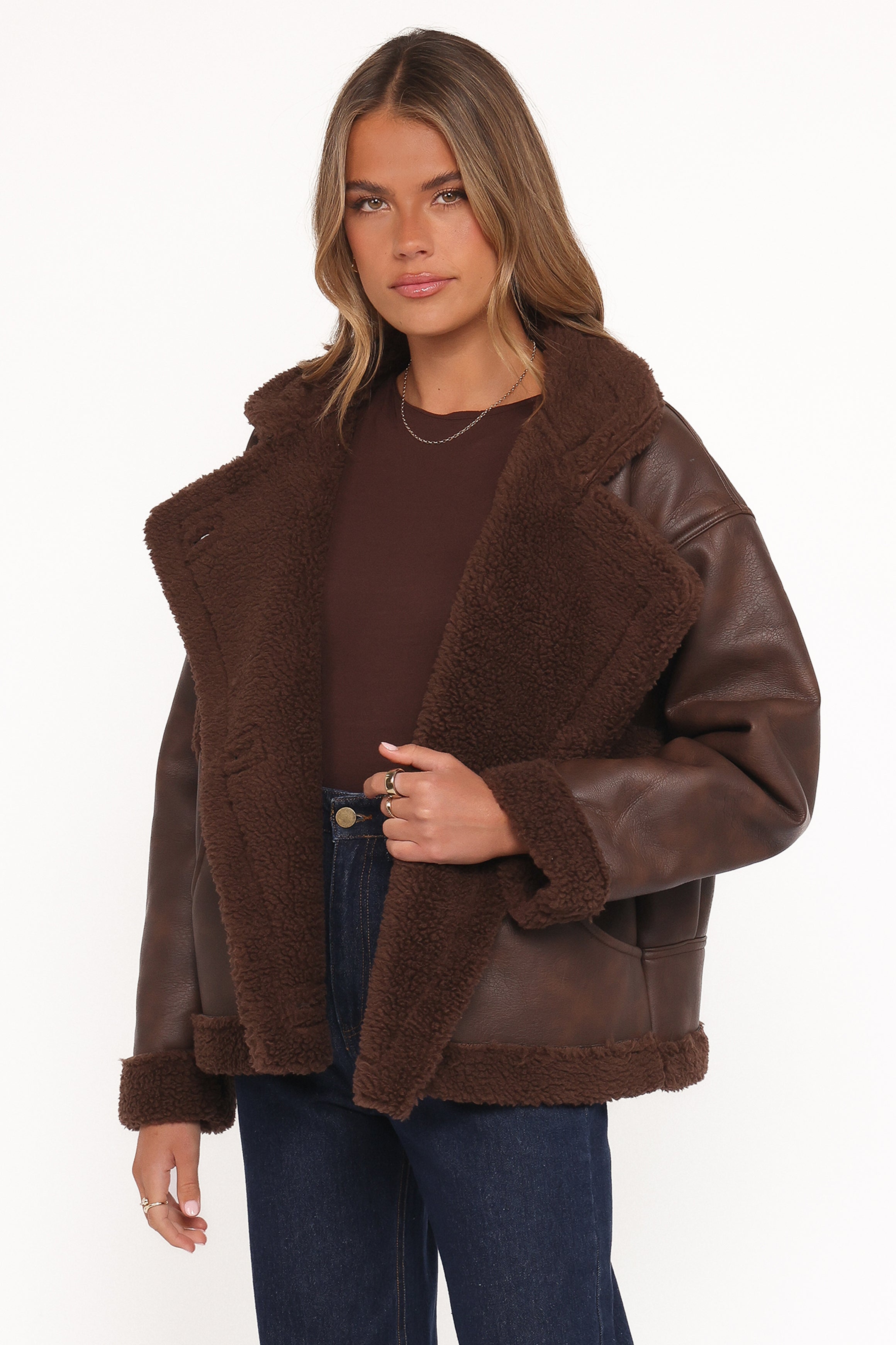 Petal and Pup USA OUTERWEAR Sherpa Car Coat - Chocolate