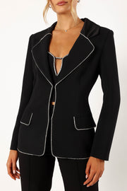 Petal and Pup USA OUTERWEAR Shiloh Crystal Embellished Blazer - Black