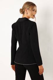 Petal and Pup USA OUTERWEAR Shiloh Crystal Embellished Blazer - Black