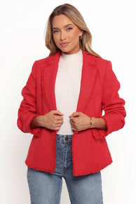 Petal and Pup USA OUTERWEAR Simona Single Button Twill Blazer - Red (Hold for Rack)