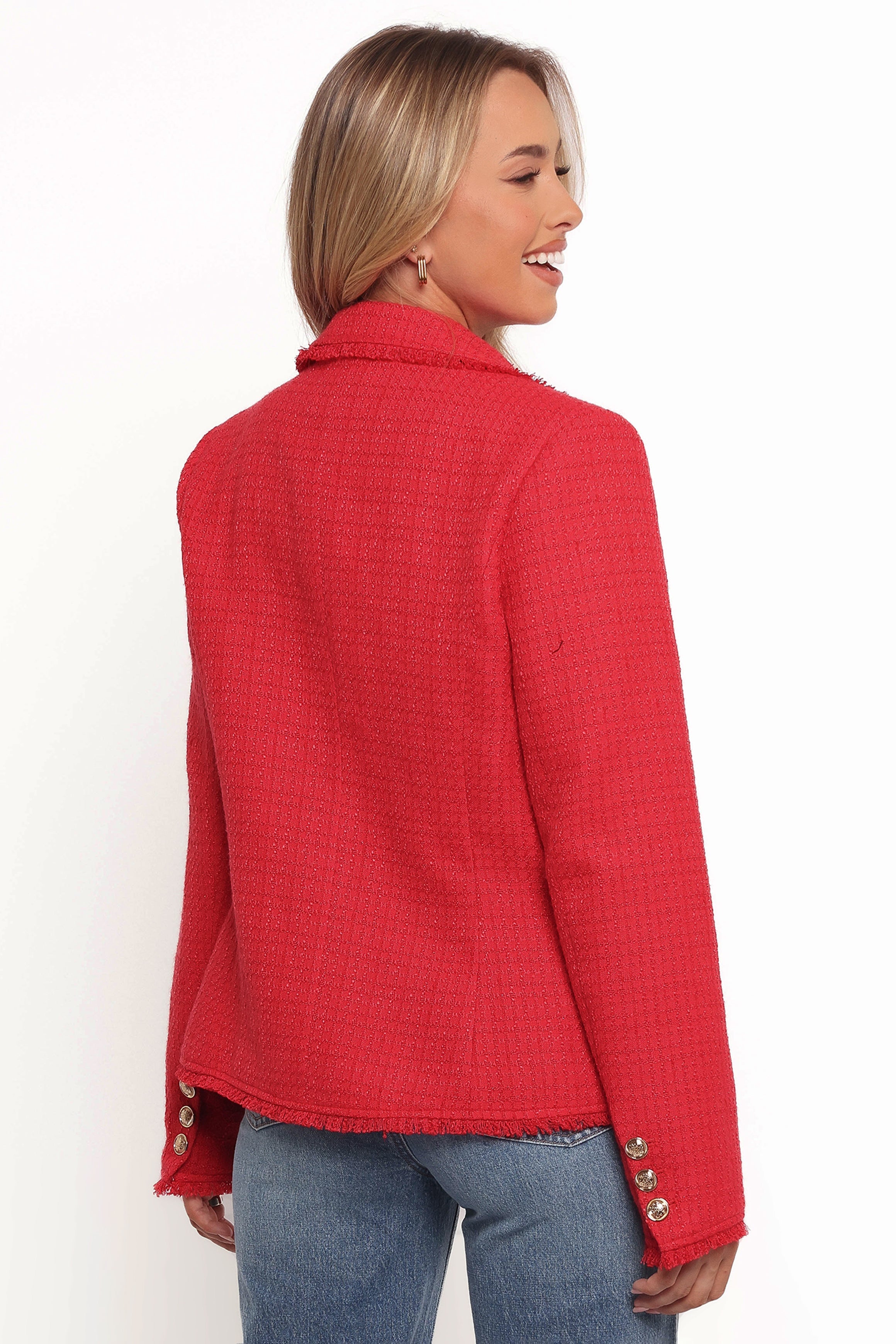 Petal and Pup USA OUTERWEAR Simona Single Button Twill Blazer - Red (Hold for Rack)
