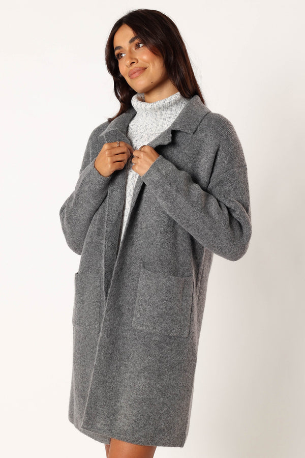 Petal and Pup USA OUTERWEAR Skylar Open Front Coatigan - Grey