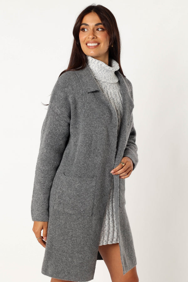 Petal and Pup USA OUTERWEAR Skylar Open Front Coatigan - Grey