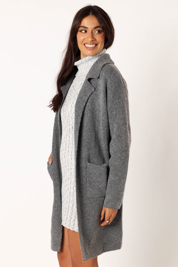 Petal and Pup USA OUTERWEAR Skylar Open Front Coatigan - Grey