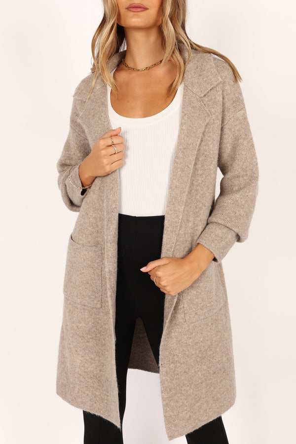 Petal and Pup USA OUTERWEAR Skylar Open Front Coatigan - Taupe