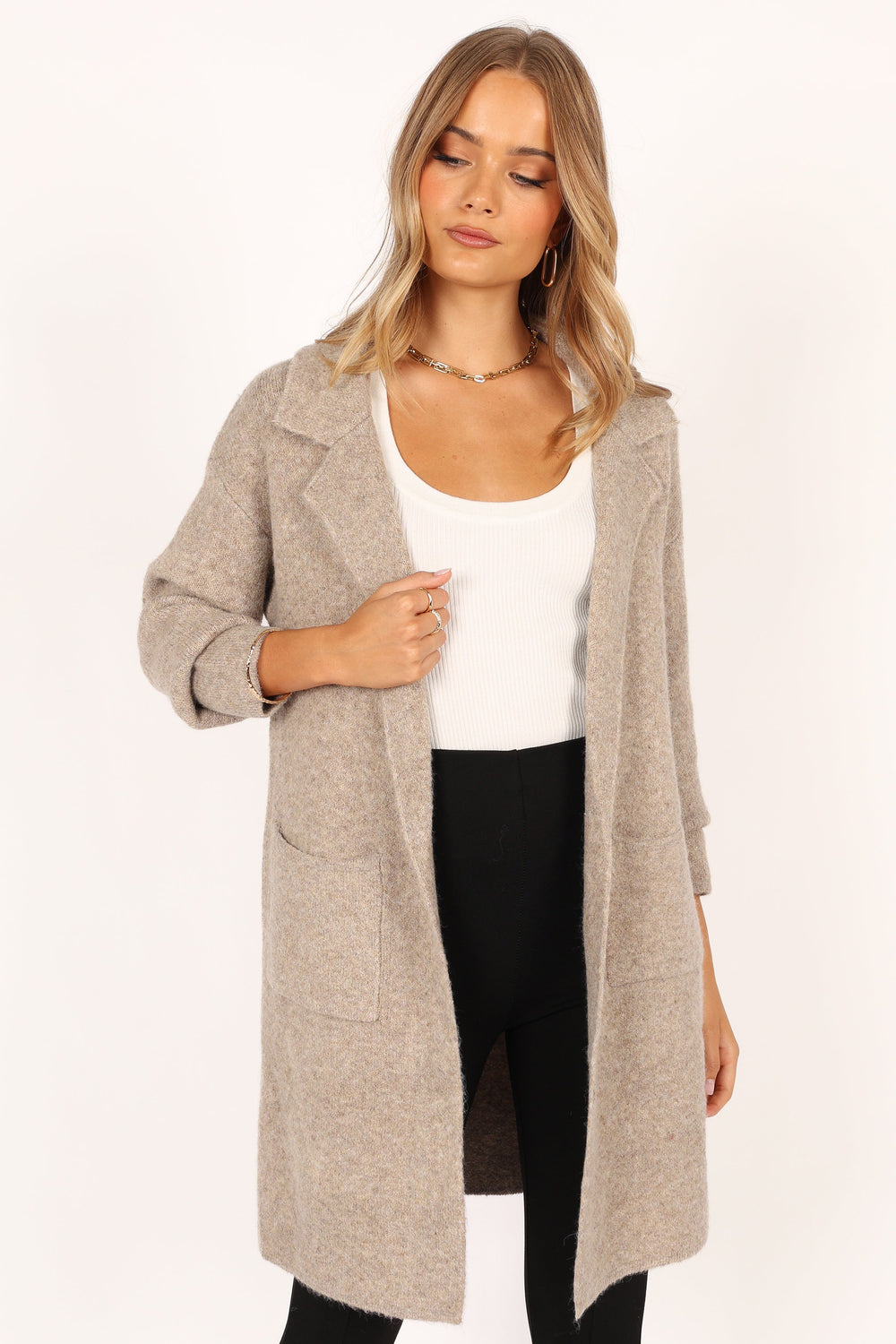 Petal and Pup USA OUTERWEAR Skylar Open Front Coatigan - Taupe