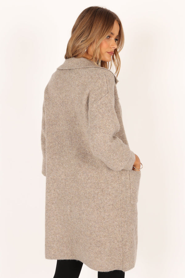 Petal and Pup USA OUTERWEAR Skylar Open Front Coatigan - Taupe