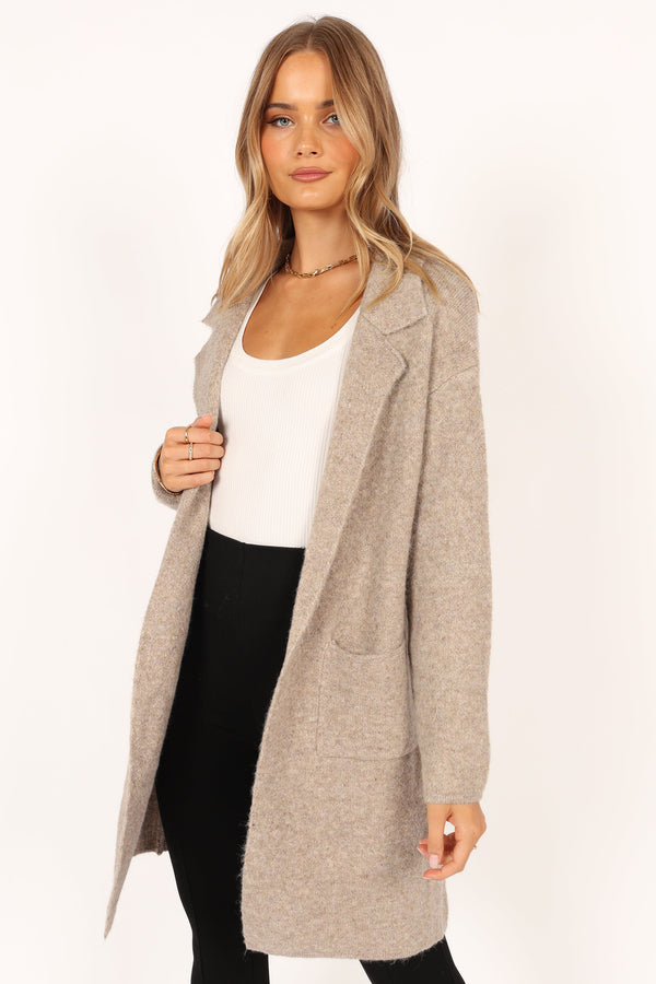 Petal and Pup USA OUTERWEAR Skylar Open Front Coatigan - Taupe