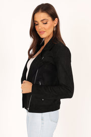 Petal and Pup USA Outerwear Spencer Faux Suede Moto Jacket - Black