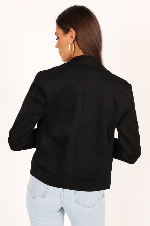 Petal and Pup USA Outerwear Spencer Faux Suede Moto Jacket - Black