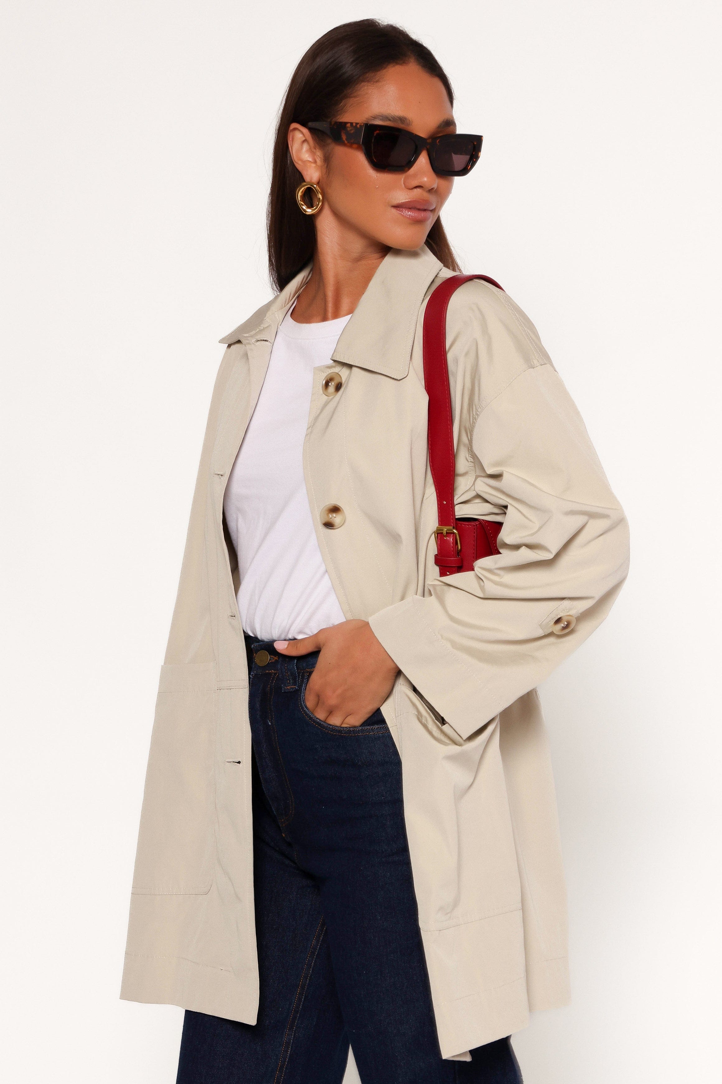 Petal and Pup USA OUTERWEAR Stella Button Front Collar Jacket - Taupe